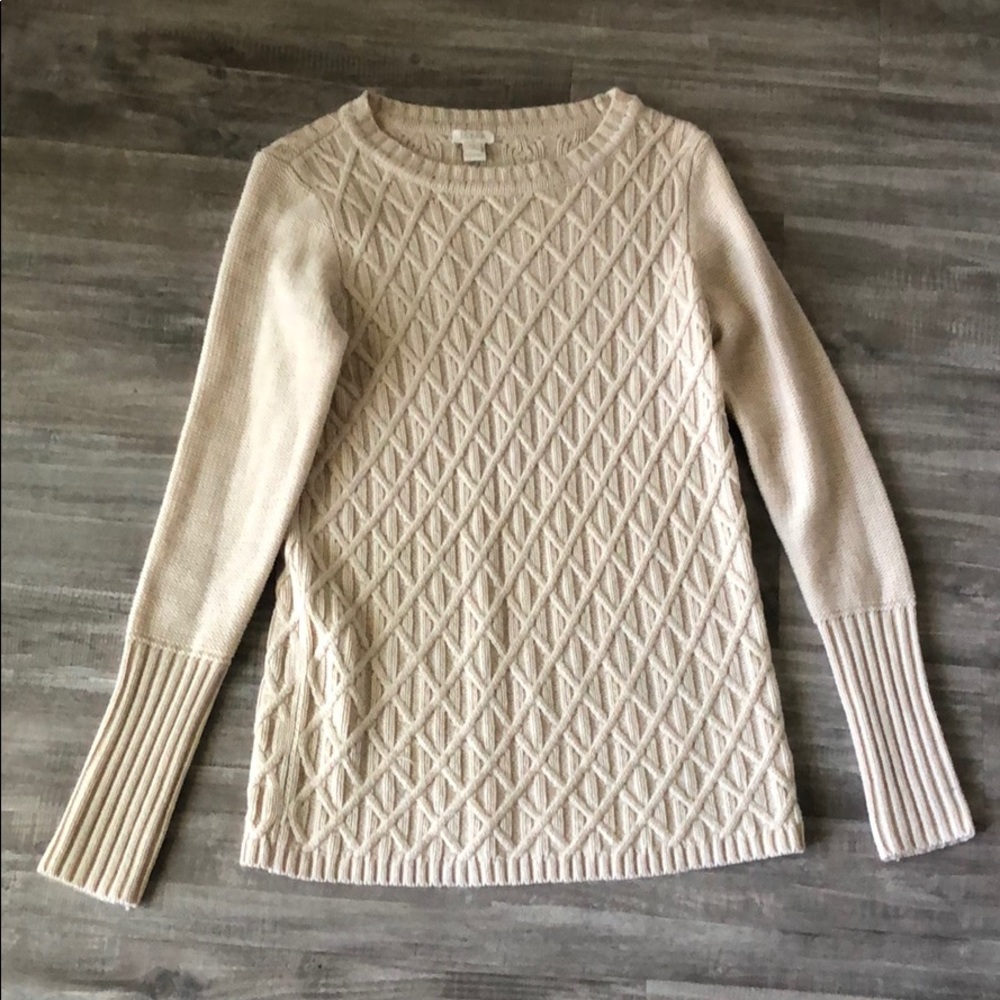 J. Crew Cable Knit Merino Wool Sweater Size XS